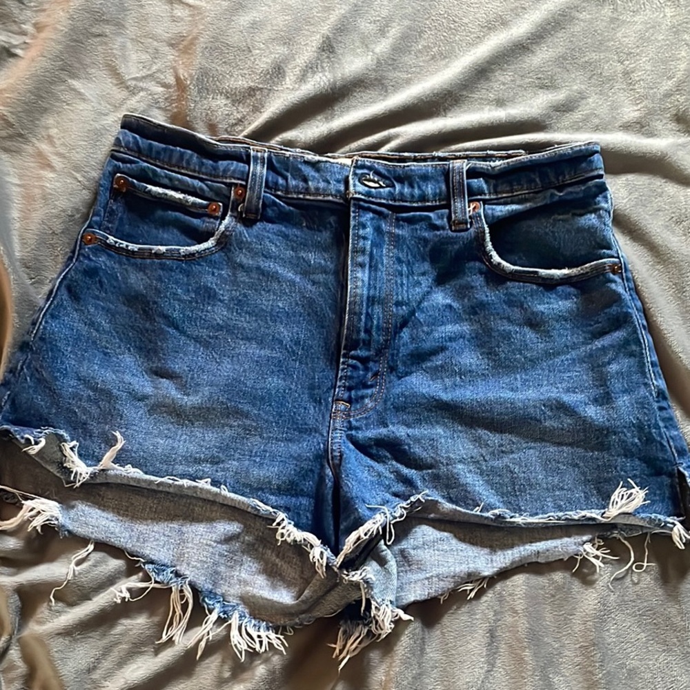 Abercrombie & Fitch Jean Shorts Distressed Frayed Hem The Cutoff Short High Rise